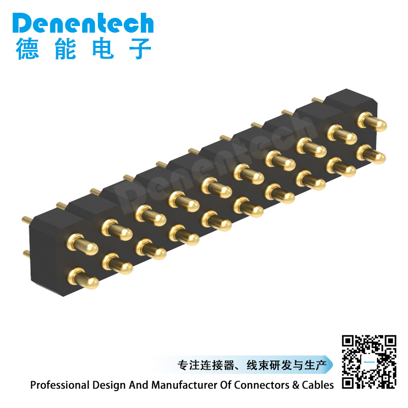 Denentech customized 3.0MM H2.5MM dual row male straight DIP pogo pin connector
